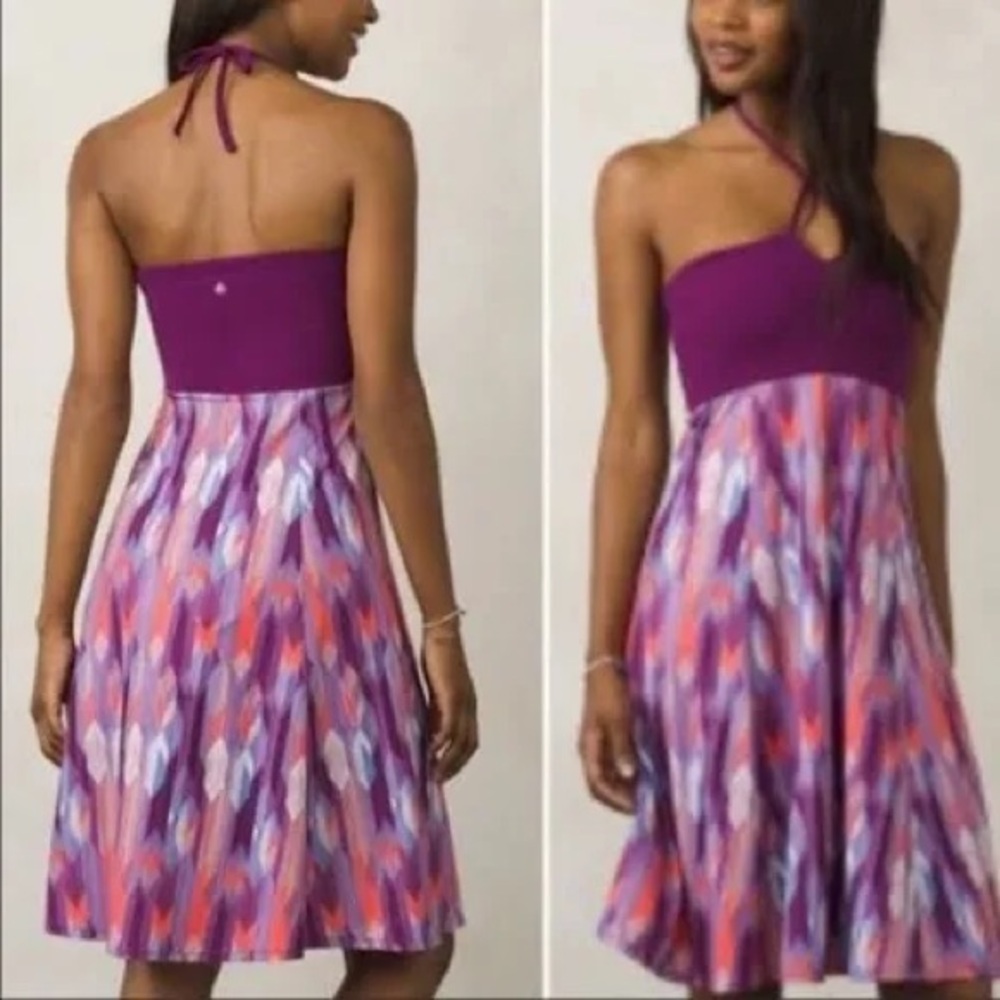 Prana Strapless Dress in Purple and Multicolor size small